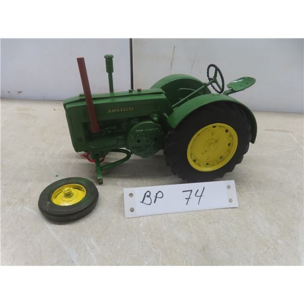 John Deere Toy Tractor – Needs Work on Front Wheels, 4¾" × 8" × 4½"