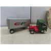 Image 6 : Vintage Consolidated Freightways Friction Tractor and Double Van Trailer with Dolly Hook-Up – In
