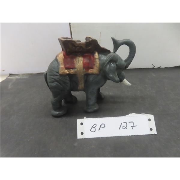 Vintage Mechanical Cast Iron Elephant Working Coin Bank – 7" × 5"