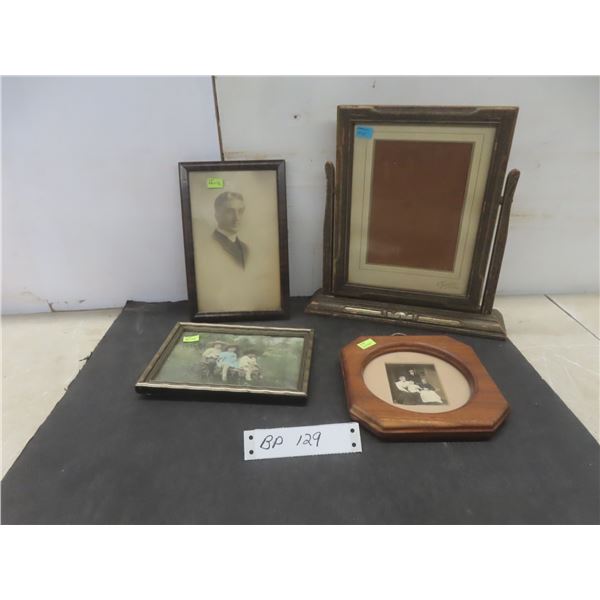 Vintage Frames – Qty 4 (3 with Pictures, 1 on Tilting Swivel Stand) – Sizes on Frames