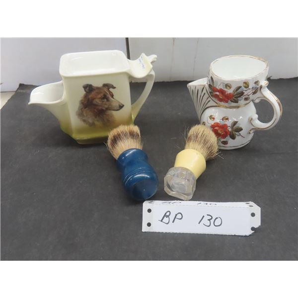 Vintage German Shaving Mugs with Brushes – Qty 2
