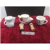 Image 1 : Vintage Shaving Mugs – Qty 3 (2 with Brushes: 1 England, 1 Germany; 1 Unknown Origin)