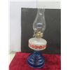 Image 5 : Antique Queen Anne Home Sweet Home Lamp c.1930 with Red Floral Deco, Vintage Kerosene Ribbed Base