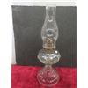 Image 9 : Antique Queen Anne Home Sweet Home Lamp c.1930 with Red Floral Deco, Vintage Kerosene Ribbed Base
