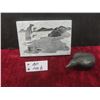 Image 1 : Soapstone Bird Carvings – Qty 4 (5"L × 2¼"W) and 1 Soapstone Eskimo Fishing Carving (6"L × 4"W)
