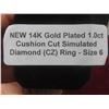 Image 9 : New 14K Gold Plated 1.0ct Cushion Cut Simulated Diamond (CZ) Ring – Size 6