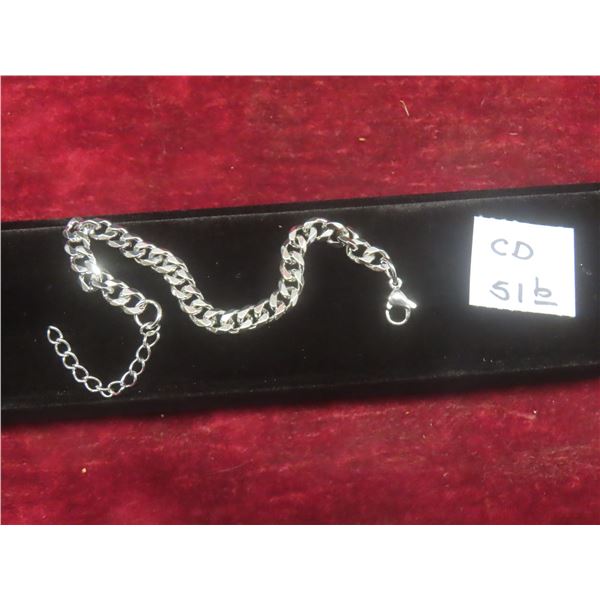 New Platinum Plated 7.0mm Cuban Link Bracelet – Adjustable 7–9" Long