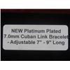Image 6 : New Platinum Plated 7.0mm Cuban Link Bracelet – Adjustable 7–9" Long