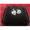 Image 3 : New 925 S  0.5ct Each - Simulated Diamond (CZ) Heart Halo Stud Earrings – 925S w/ Gold Overlay