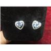 Image 5 : New 925 S  0.5ct Each - Simulated Diamond (CZ) Heart Halo Stud Earrings – 925S w/ Gold Overlay