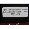 Image 6 : New 14K Gold Plated 6.0mm Cuban Link Necklace Chain – 23.5" Long