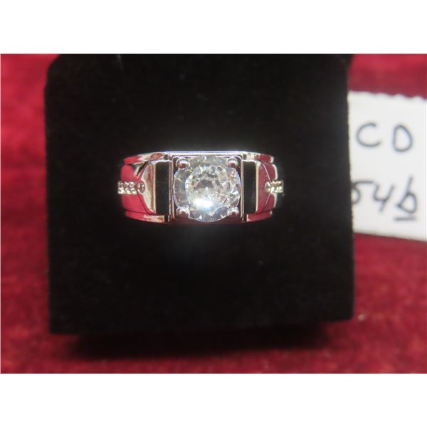 New Platinum Plated 1.0ct Simulated Diamond (CZ) Men's Ring – Resizable