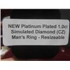 Image 9 : New Platinum Plated 1.0ct Simulated Diamond (CZ) Men's Ring – Resizable