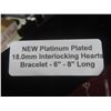 Image 6 : New Platinum Plated 18.0mm Interlocking Hearts Bracelet – 6–8" Long