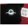Image 1 : New Natural Swiss Blue Topaz 1.0ct Oval Cut Halo Ring – Resizable, 925 Sterling Silver w/ White