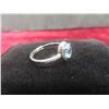 Image 3 : New Natural Swiss Blue Topaz 1.0ct Oval Cut Halo Ring – Resizable, 925 Sterling Silver w/ White