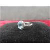 Image 5 : New Natural Swiss Blue Topaz 1.0ct Oval Cut Halo Ring – Resizable, 925 Sterling Silver w/ White