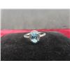 Image 6 : New Natural Swiss Blue Topaz 1.0ct Oval Cut Halo Ring – Resizable, 925 Sterling Silver w/ White