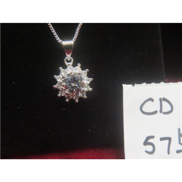 New Moissanite Lab Diamond 1.0ct Flower Necklace – 925S w/ White Gold Overlay, VVS1, GRA Report,