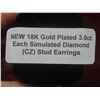 Image 9 : New 18K Gold Plated 3.0ct Each Simulated Diamond (CZ) Stud Earrings