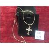 Image 1 : New 18K Gold Plated 0.5ct Heart Cut Simulated Diamond (CZ) Cross Necklace – 19.5" Long