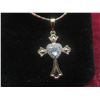 Image 2 : New 18K Gold Plated 0.5ct Heart Cut Simulated Diamond (CZ) Cross Necklace – 19.5" Long