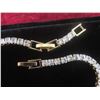 Image 3 : New 18K Gold Plated 3.0mm Princess Cut Simulated Diamond (CZ) Tennis Bracelet – Adjustable 7–8"