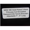 Image 8 : New 18K Gold Plated 3.0mm Princess Cut Simulated Diamond (CZ) Tennis Bracelet – Adjustable 7–8"