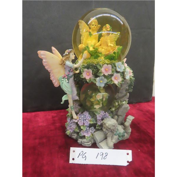 Decorative Double Water Globe Working Music Box Featuring Fairy and Angels Figurines