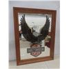 Image 6 : Wood-Framed Harley-Davidson Mirror 25" × 19" and New Oil Can Tin Tray Gift Set
