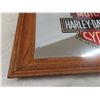Image 7 : Wood-Framed Harley-Davidson Mirror 25" × 19" and New Oil Can Tin Tray Gift Set
