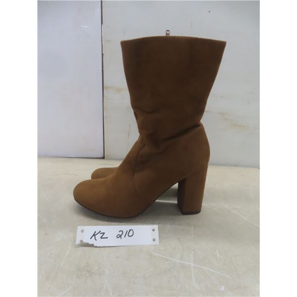 Ladies Suede Look Boots with 3" Heel – Size 8