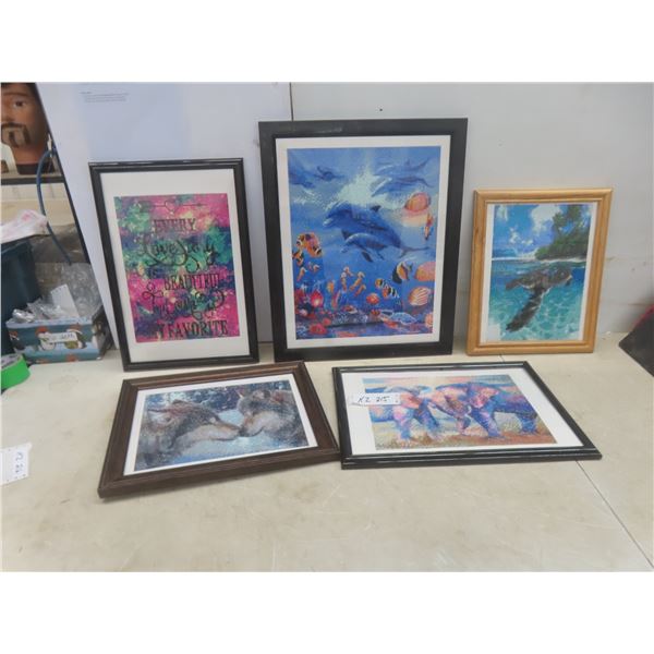5 Framed 5D Diamond Painting Pictures – Largest 22" × 18"