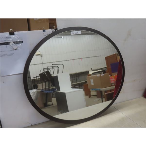 Oval Mirror on Wood Base – 31" × 36"