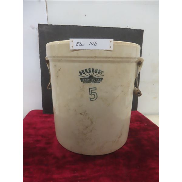 5-Gallon Sunburst Stoneware Crock with Handles – Alberta, Canada