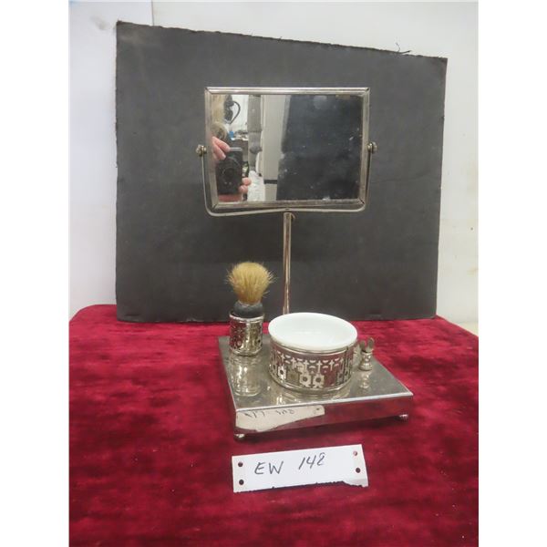 Vintage Style Shaving Set with Adjustable Vanity Mirror, Bowl, and Shaving Dish – 13" × 7" × 7¼"