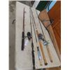 Image 1 : 5 Fishing Rods – Shimano and Shakespeare, with 3 Reels and Rod Bag