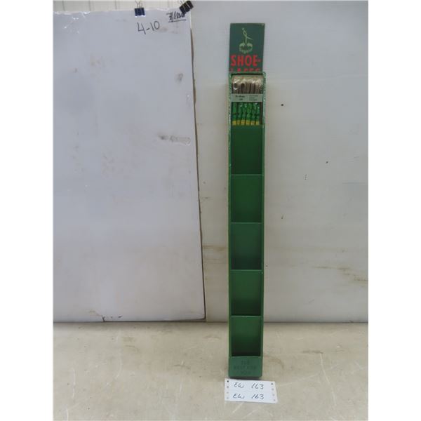 Vintage General Store Cardboard Display – "Ring Point Shoe Laces" with Product, 29½" × 3" × 2"