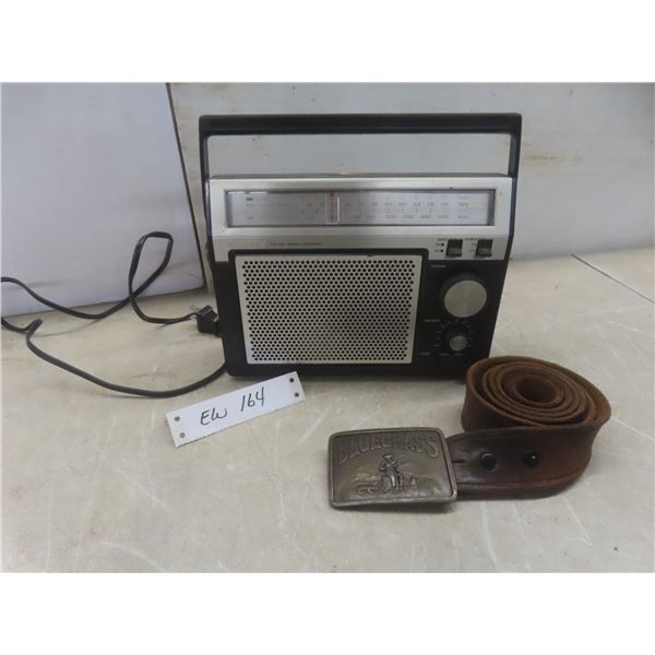 Sony AM/FM Radio – Model TFM-7720W, Leather Belt with Bluegrass Buckle