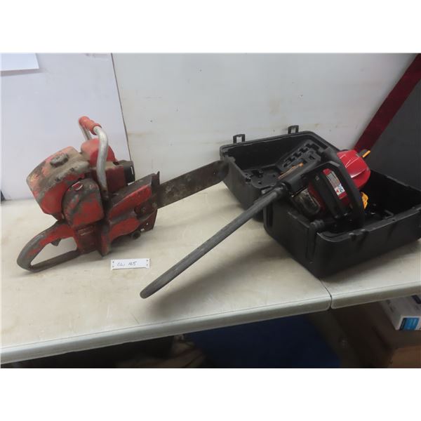 2 Homelite Gas Chainsaws – 42cc with Case and Vintage Homelite Model 663 – 