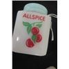 Image 12 : 6 McKee Tipp City Milk Glass Spice Shakers – Cherry Design, Green, Made in 1930s–1950s