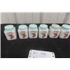 Image 1 : 6 McKee Tipp City Milk Glass Spice Shakers – Cherry Design, Green, Made in 1930s–1950s
