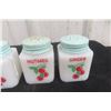 Image 4 : 6 McKee Tipp City Milk Glass Spice Shakers – Cherry Design, Green, Made in 1930s–1950s