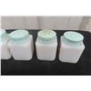 Image 8 : 6 McKee Tipp City Milk Glass Spice Shakers – Cherry Design, Green, Made in 1930s–1950s