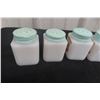Image 9 : 6 McKee Tipp City Milk Glass Spice Shakers – Cherry Design, Green, Made in 1930s–1950s