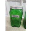 Image 2 : 4 Vintage Forest Green Swirl Glass Canisters – 7" Tall