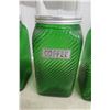 Image 3 : 4 Vintage Forest Green Swirl Glass Canisters – 7" Tall