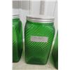 Image 4 : 4 Vintage Forest Green Swirl Glass Canisters – 7" Tall
