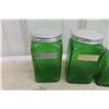 Image 2 : 6 Forest Green Swirl Glass Canisters – 2x 5½" Tall, 4x 4½" Tall