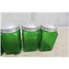 Image 4 : 6 Forest Green Swirl Glass Canisters – 2x 5½" Tall, 4x 4½" Tall